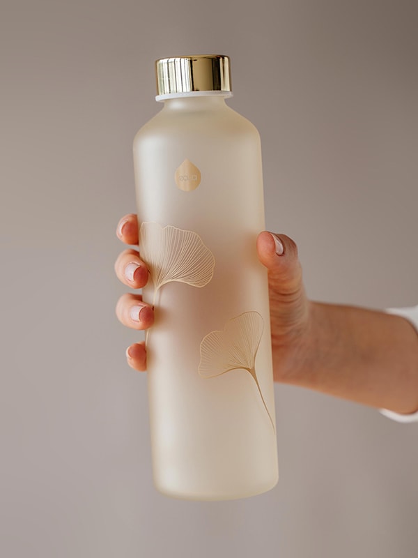 EQUA glass water bottle Ginkgo.