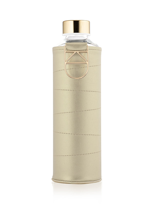 Glass Bottle with Golden Faux Leather Cover