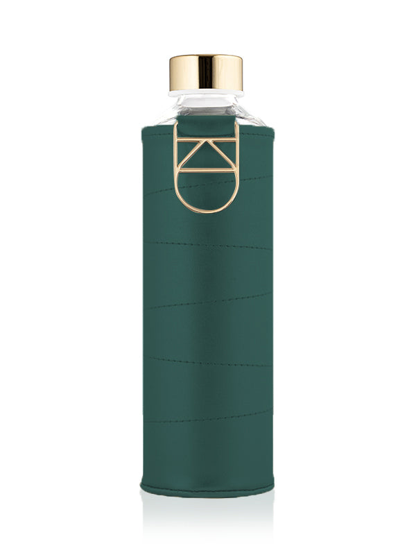 Glass Bottle with Forest Green Faux Leather Cover